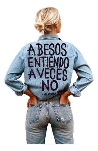 Camisa Jean Celeste Ulises  Besos Entiendo Pintada Estampada