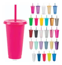 GPS PROMOCIONALES: VASO OLAS DE PLASTICO CON TAPA Y POPOTE DE 470 ML