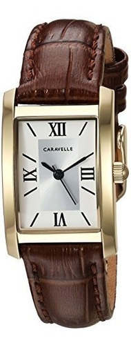 Caravelle By Bulova Classic Womens Rectangular Leather Strap