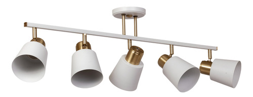 Aplique Spot Riel 5 Luces Pepa Vintage Movil E-27 Apto Led F Estructura Blanco/dorado
