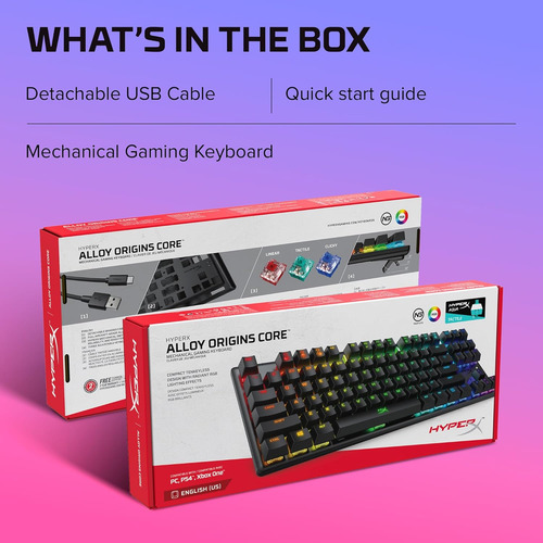 Teclado Mecánico Hyperx Rgb, Tamaño Tkl, Switch Aqua, Negro