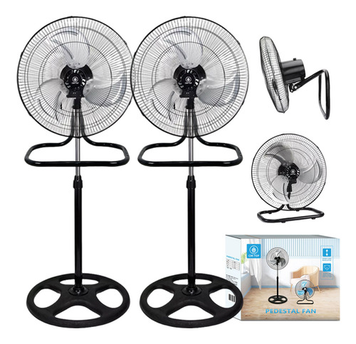 Ventilador De Pedestal Piso Y Pared 18 Pulgadas Cm-top 3 En 1 Metalico Viento Fuerte 100w 2 Unidades