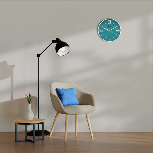 Reloj De Pared Elegante Steiner Análogo Numeros Romanos 31cm Blanco Azul