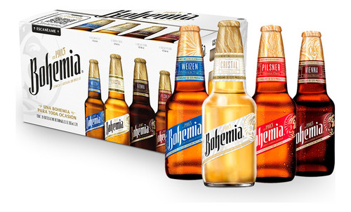 Cerveza Bohemia Variety Cristal 24 Botellas De 355ml