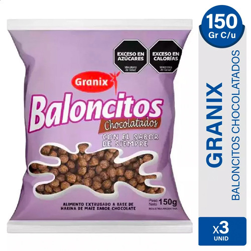 Cereal Baloncitos Chocolatados Granix - Pack X3 Unidades