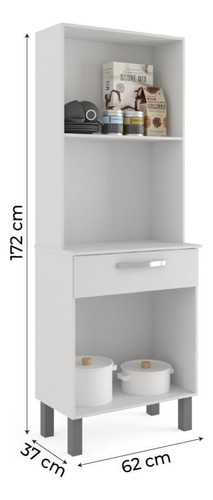 Armário De Cozinha Paneleiro 4 Portas 1 Gaveta Balli Branco