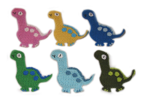 Dinosaurios Crochet Tejidos Apliques Souvenir Pack X 10