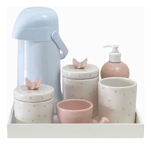 Kit Higiene Bebê Promoção Borboletas Porcelanas Mini Térmica