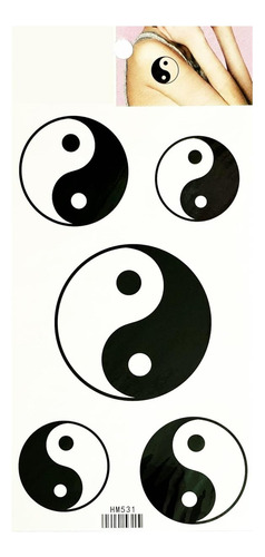 Yin Yang Tatuajes Temporales Tatuaje Impermeable Falso Para