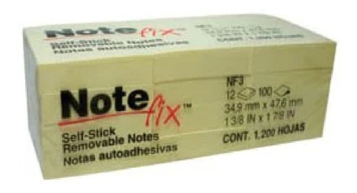 Notas 3m Adhesivas Note Fix 3.8x5.1 Amarillo 100 H C/12 /v