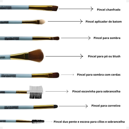 Kit Pincéis Fábula De Maquiagem 8 Peças Pincel Com Brinde Cor Roxo