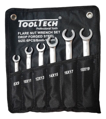 Set 6 Llaves Dobles 8-19mm Cañeria Tubos Freno Caño Tooltech