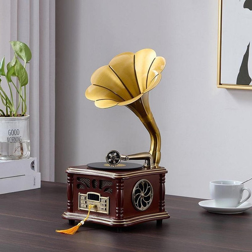 Estatueta Giratória De Gramofone, Tocador De Música Usb,