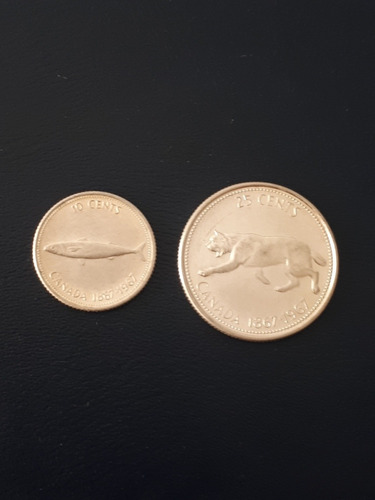 Moneda Canadá Plata Centenario 25 Y 10 Cent. (Usado)
