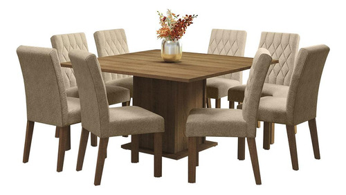 Madesa Comedor Mesa Madera 8 Sillas Leila Rust./imperial