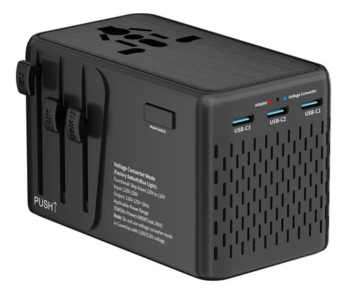 Adaptador De Viaje, Convertidor De Voltaje, Lingpei, Con 4 E