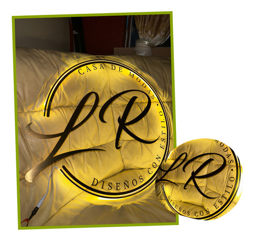 Logo Personalizado Neon - Letrero Luminoso Dorado Espejo