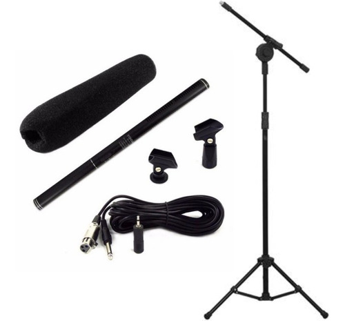 Kit Microfone Youtuber Shotgun Boom Ht81 + Pedestal