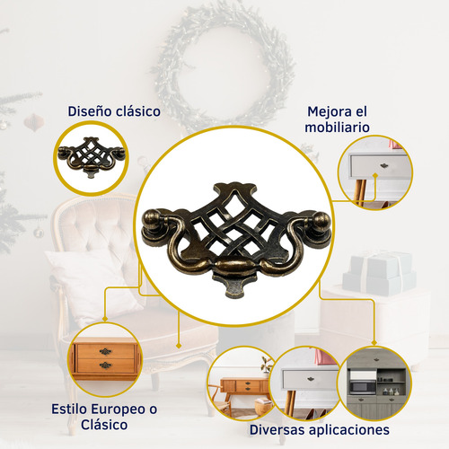 Jaladera Estilo Colonial Rustica Latón Avejentado (4 Pzs) ** Laton Avegentado