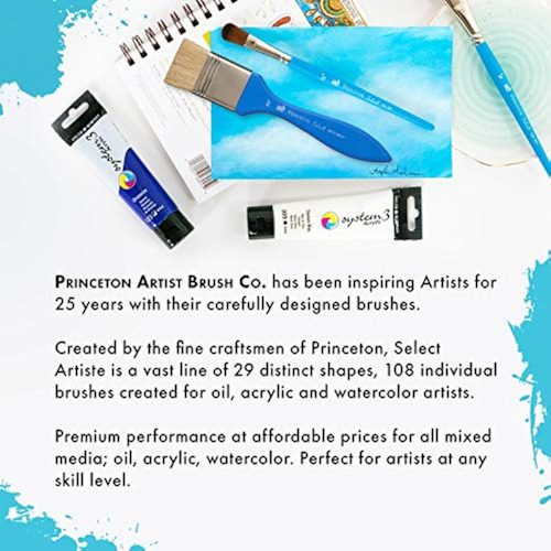 Princeton Pinceles Para Acuarela Y Acrilico Set 7 Azul Marrón Claro
