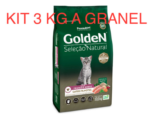 Kit 3 Kg Ração A Garanel Golden Seleção Natural Gato Filhote