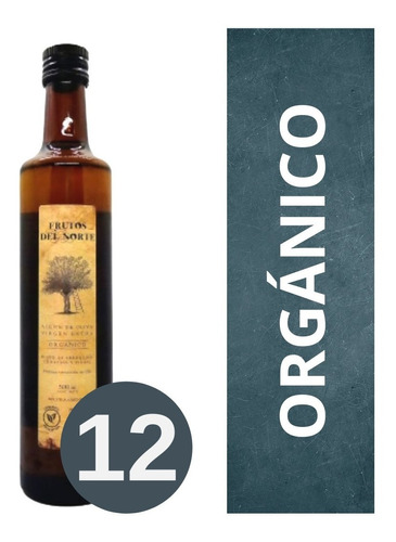 Imagen 1 de 7 de Aceite De Oliva Orgánico Frutos Del Norte Pack 12un X 500 Ml