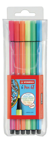 Funda para bolígrafos Stabilo Pen 68 Neon con 6 colores