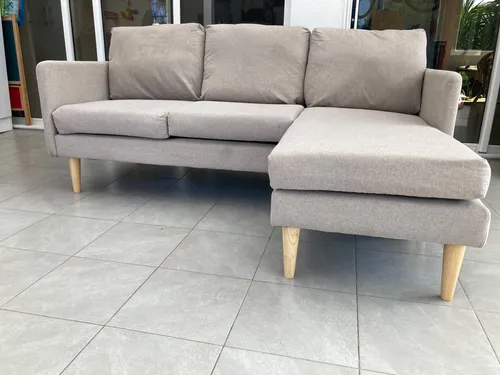 Sofá Chaise (usado) Beige Rayado
