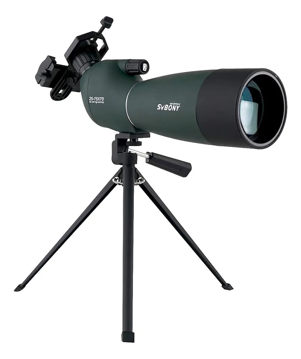 Telescópio Terrestre Svbony SV28 25-75x70mm Refrator com Tripé de Alumínio