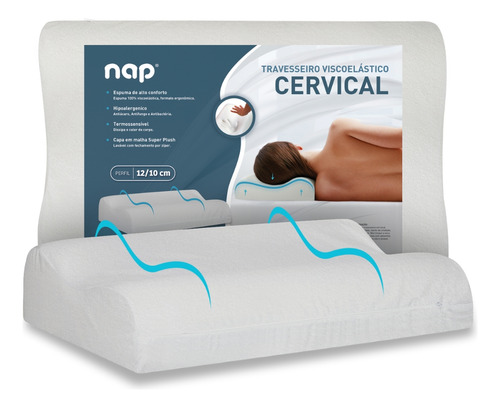 Travesseiro Comfort Cervical Nap Plush Anatomico Ergonomico