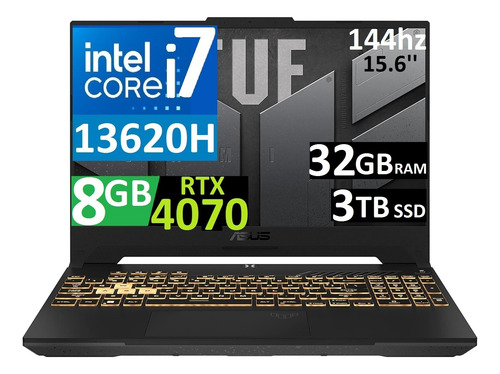 Asus Tuf F15 144hz Ci7-13620h 32gb Ddr5, 3tb Ssd Rtx4070 8gb