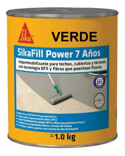 Sikafill Power 7 Años Verde Impermeabilizante X 1 Kg