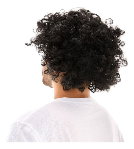 Badulake Peruca Black Power Cabelo Sintético Anos 60 70 80 Hippie Cor Preta