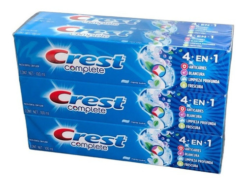 Crema Dental Crest Complete 4 En 1 De 100 Ml C/u 6 Piezas