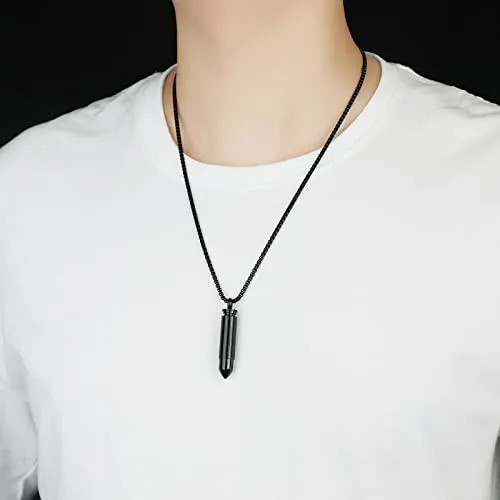 Collar De Urna De Bala Para Cenizas, Cadena De Caja De Acero