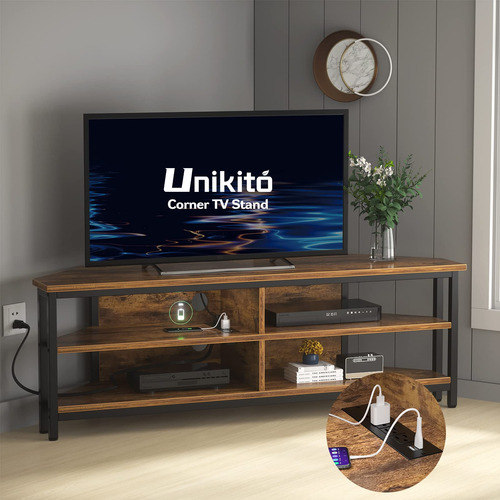 Unikito Soporte De Tv Esquinero De 55 Pulgadas Con Toma De C