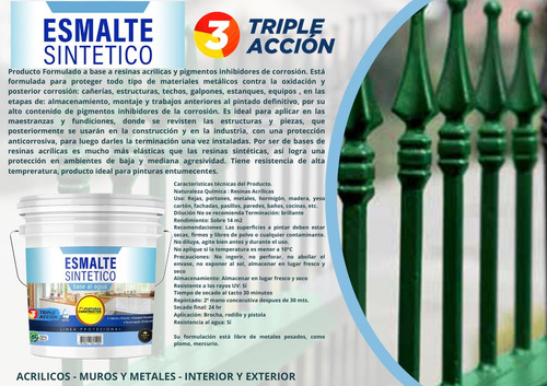 Esmalte Sintetico Base Agua Gris Triple Accion Tineta 16lts