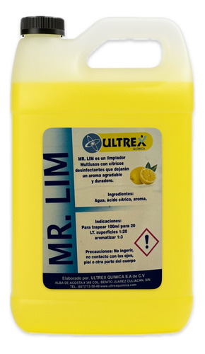 Desinfectante De Pisos, Mr. Lim, Galón De 4litros, Ultrex Cítricos