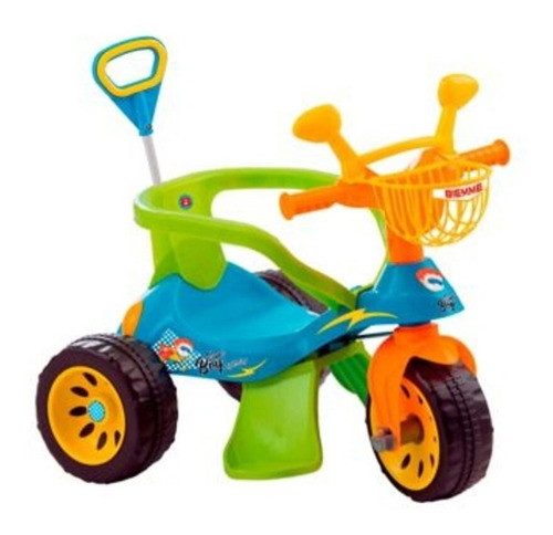Triciclo Infantil Super Cross Com Apoio Para Pés E Haste Cor Azul