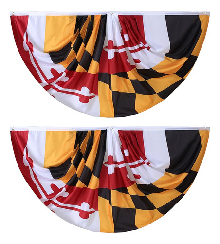 Maryland Bandera De Ventilador Plisada Bunting 3 X 6 Pies Ee