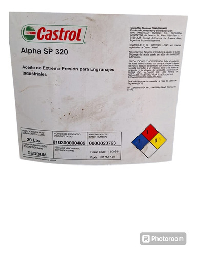 Aceite Castrol Alpha Sp 320- Balde De 20 Litros 