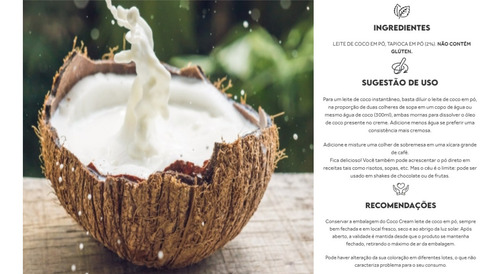 Coco Cream Leite De Coco Em Pó 1kg Puravida Creme Pura Vida