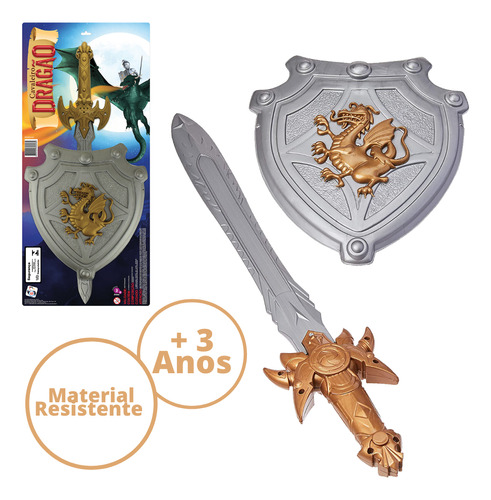 Coleção Heróis Escudo Cavaleiro Espada Pica Pau Brinquedos