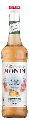 Monin Concentrado Xarope Zero Açúcar Sabor Pêssego e Damasco 700ml