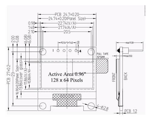 Display Pantalla Oled 128x64 0.96 Inch - I2c Para Arduino Azul