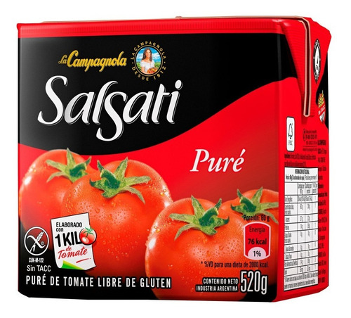 Pure De Tomate Salsati 520grs Pack Por 12 Unidades 