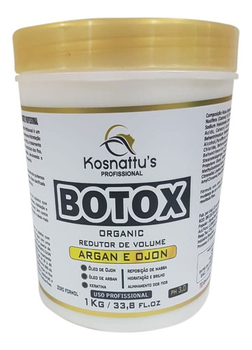 Botox Redutor Organic Argan E Ojon 1kg Kosnattu's
