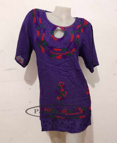 Blusa Camisa Camisola Bordada Viscosa Hindu 0154 Violeta