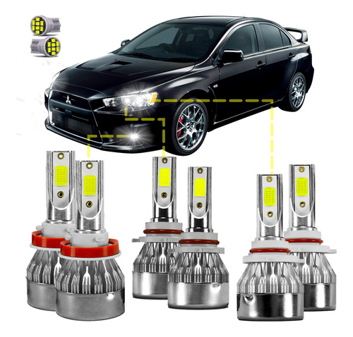 Kit Ultra Led Mitsubishi Lancer X 2012/2020 22000lm 6500k