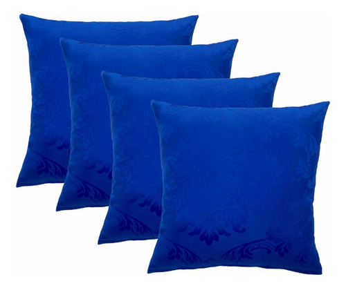 Kit Capas De Almofadas Decorativas 4 Peças Cores Lisas Azul